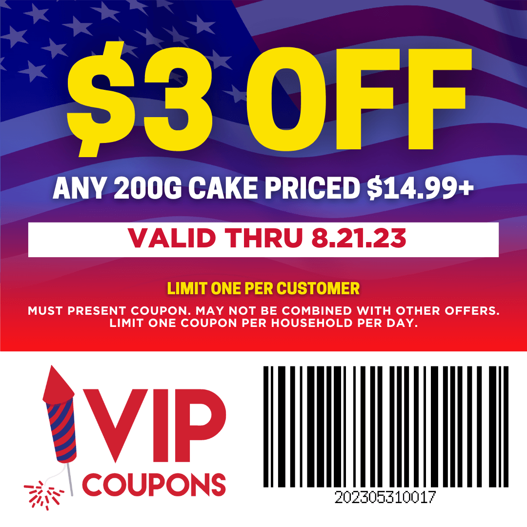 200g Multishot Cake Coupon Back to School Special